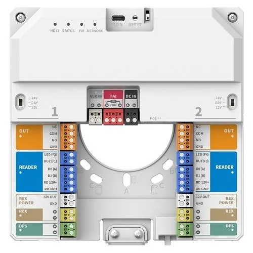 Hanwha NHP-P200 OnCAFE IP Controller, 2-Doors, 2-Port for Wiegand / OSDP Readers