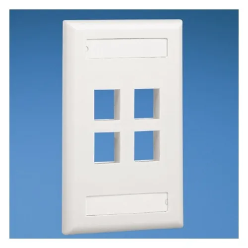 Panduit NK4FBL NetKey 4-Port Faceplate with Label Pocket, Black