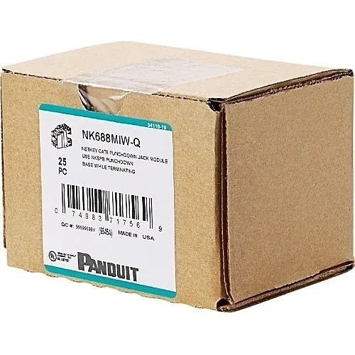 Panduit NK688MBL-Q NetKey UTP RJ45 Cat6 Punchdown Keystone Jack Module, Black