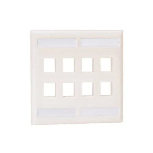 Panduit NK8FWH NetKey Faceplate with 8-Port and Label Pocket, White