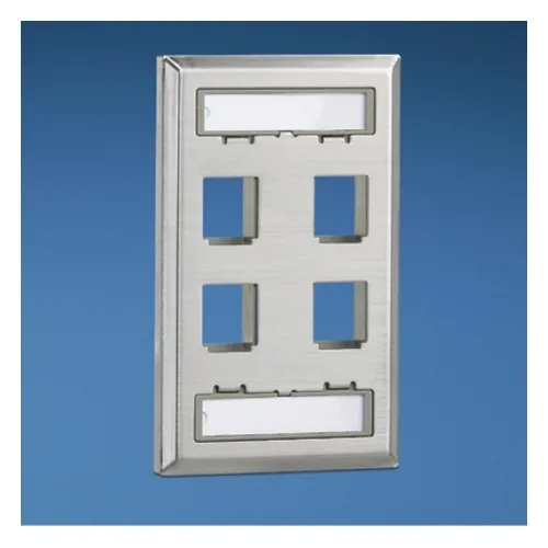 Panduit NKF4S NetKey Single Vertical Band Faceplate with 4-Port, Stainless Steel
