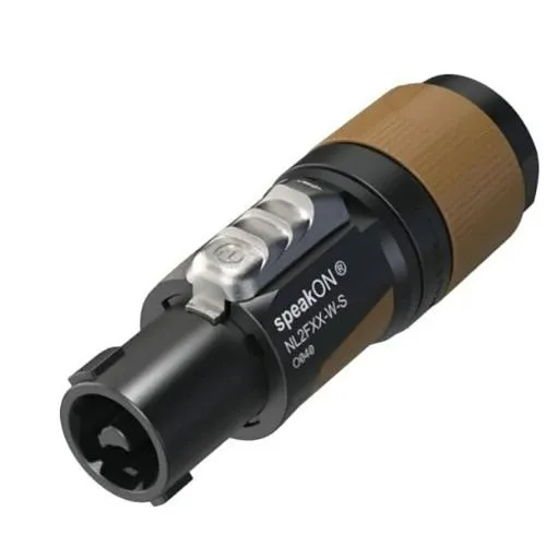 NEUTRIK NL2FXX-W-S FXX Series 2-Pole SpeakON Cable Connector, Screw Terminal Assembly, Chuck Type Strain Relief for 6-12mm Cable Diameters, Brown