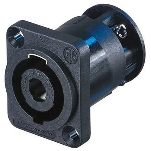 Neutrik NL4MP-ST 4-Pole Chassis Connector, D-Size Flange, Countersunk Thru Holes, Screw Termination, Black