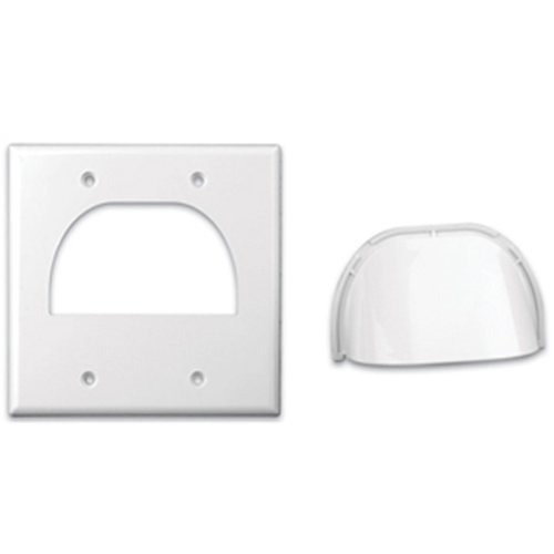 Vanco 120624X Dual Gang Reversible Bulk Cable Wall Plate, White