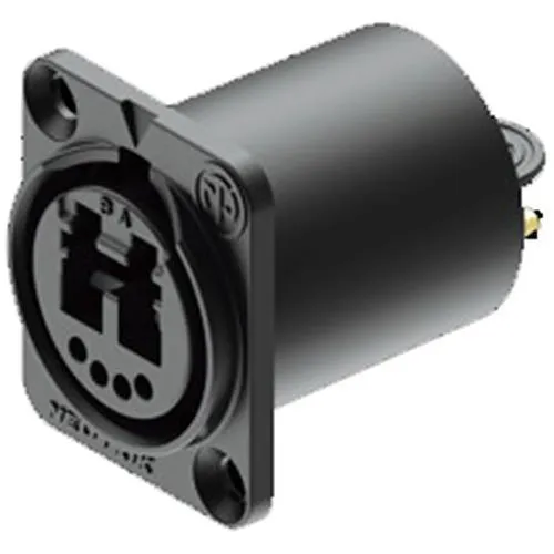 NEUTRIK NO2-4FDW-A opticalCON DUO Chassis Connector with Black Chromium Plating, Solder Contacts and LC-Duplex Feedthrough Socket, IP65, Black