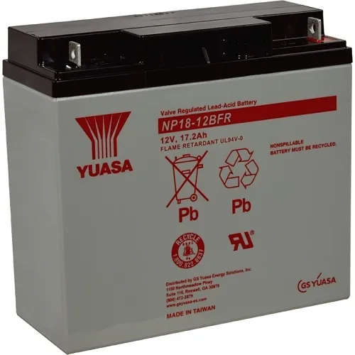 Yuasa NP1812B-FR 12V, 17.2Ah Rechargeable SLA Battery, Terminals, Flame Retardant