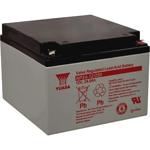 Yuasa NP24-12T-250 12V, 24Ah Rechargeable SLA Battery, .250 Tab Size Terminals