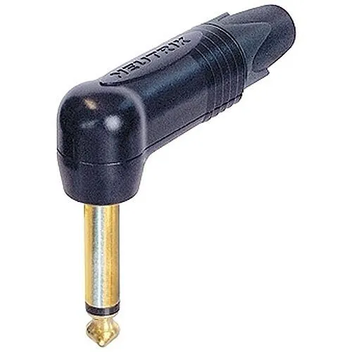 NEUTRIK NP2RX-B 2-Pole 1/4" Professional Right-Angle Phone Plug, Gold Contacts, Black Shell