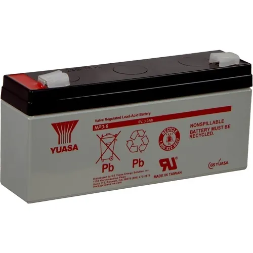 Yuasa NP36 6V, 3Ah Rechargeable SLA Battery, Terminals