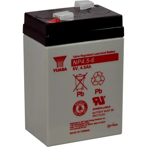 Yuasa NP4.5-6 6V, 4.5Ah Rechargeable SLA Battery, Terminals
