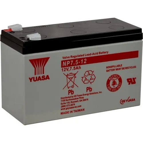 Yuasa NP7.5-12 12V 7.5Ah Valve Regulated SLA Battery