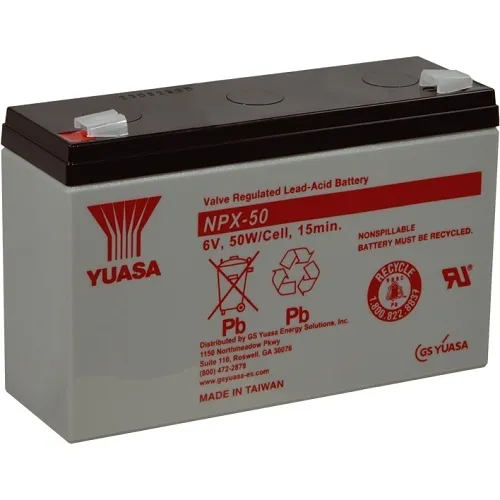 Yuasa NPX50 6V, 50W Cell Valve Regulated Rechargeable SLA Battery, Terminals
