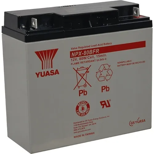 Yuasa NPX80BFR 12V, 80W Cell Valve Regulated Rechargeable SLA Battery, Terminals, Flame Retardant