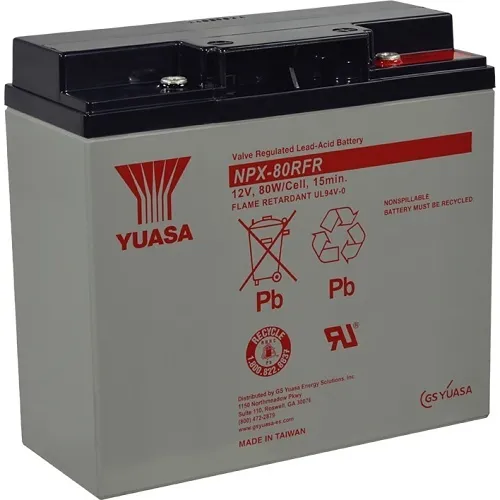 Yuasa NPX-80-RFR 12V 20Ah High-Rate AGM SLA Battery (Flame Retardant)