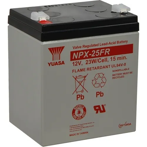 Yuasa NPX-25FR 12V, 23W Cell Valve Regulated Rechargeable SLA Battery, Terminals, Flame Retardant