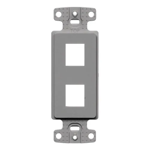 Hubbell NS612GY Decora Decorator Frame Plate, Keystone Frame, 2-Port, Gray