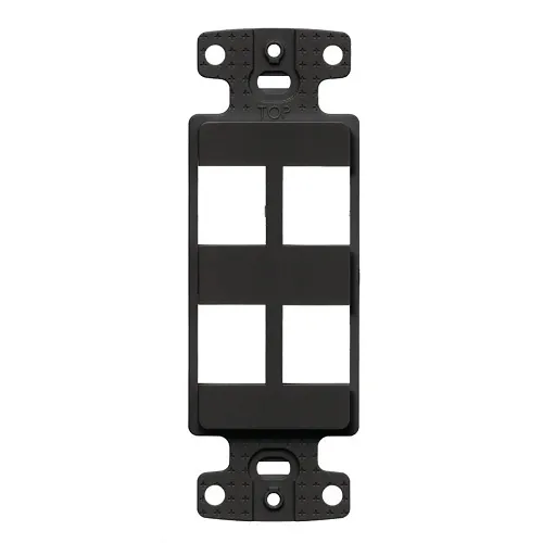 Hubbell NS614BK Decorator Frame Plate, Keystone Frame, 4-Port, Black