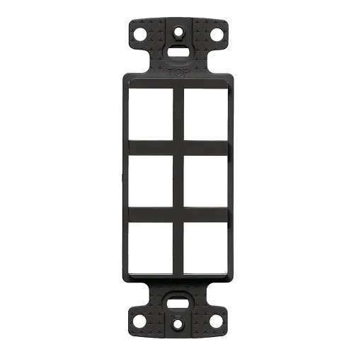 Hubbell NS616BK Decorator Frame Plate, Keystone Frame, 6-Pack, 6 Port, Black
