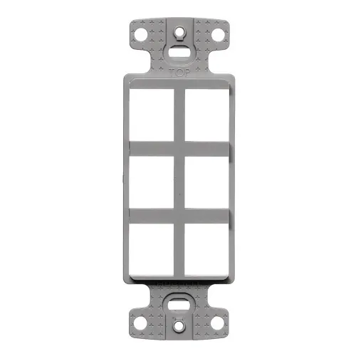 Hubbell NS616GY Decora Keystone Frame Plate, 6-Port, Gray
