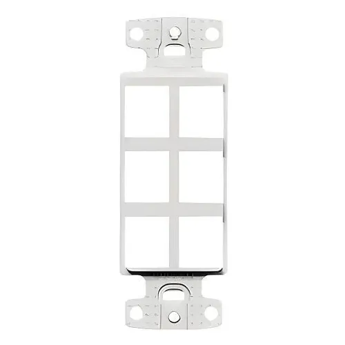 Hubbell NS616W NetSelect Plate Decorator Frame, Keystone, 6-Port, White