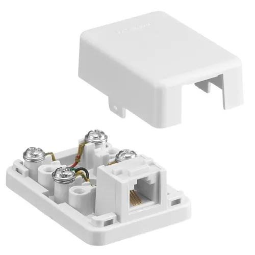 Hubbell NS760W Housing, Surface, W/JK, 6POS, 4CON, S/TERM, White