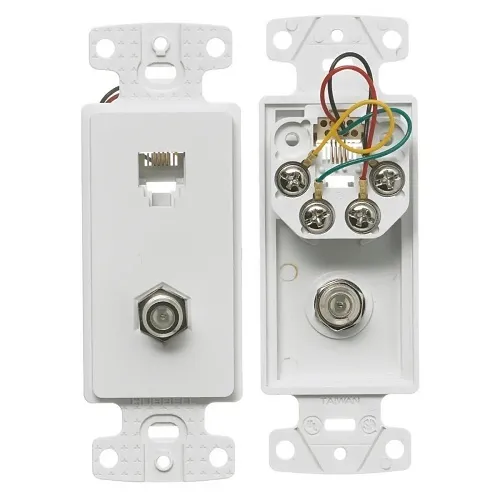 Hubbell NS783W Combination Voice F Jacks Wallplate, Frame with Connector, 6-Pack, 6 Position, White