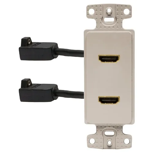Hubbell NS802LA Decorator Plate Frame with 2 HDMI Female to Female, Light Almond