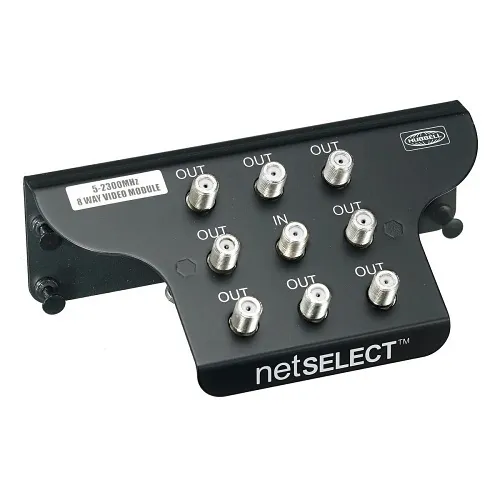 Hubbell NSOVM82G 8-Way Coaxial Splitter Module, 2.3GHz, Black
