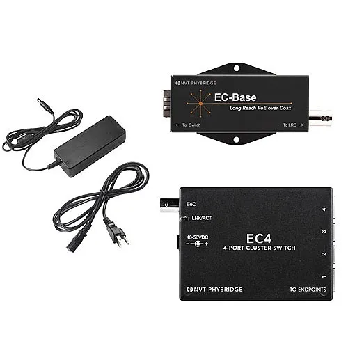 NVT Phybridge EC4 Extender Kit, (1) EC4, (1) EC-Base, 55VDC, 110 Watts Power Supply