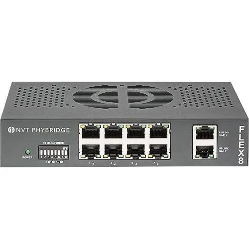 NVT Phybridge NV-FLX-08-RL 8-Port PoE+ Fast Ethernet Unmanaged Switch