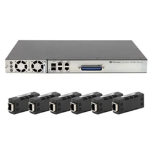 NVT Phybridge PoLRE24 24-Port Long Reach single pair UTP PoE 15 Watts Managed Switch