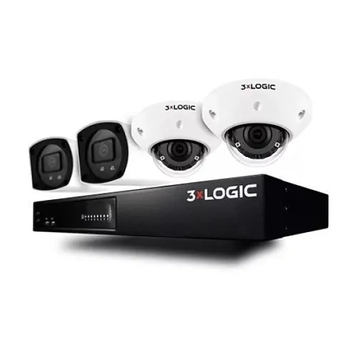 3xLOGIC NVR-1U-8CH-SMBK-4D Small Business Kit, NVR-1U-8CH Appliance with Built-In 8-Channel PoE Switch, 8IP Camera Licenses, 4TB Storage and 4x 4MP Indoor / Outdoor SMBK Dome Cameras