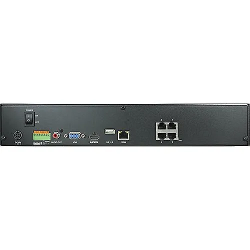 LILIN NVR6104E-1X12TB 4-Channel PoE 4K Standalone Network Video Recorder, 12TB, NDAA/TAA