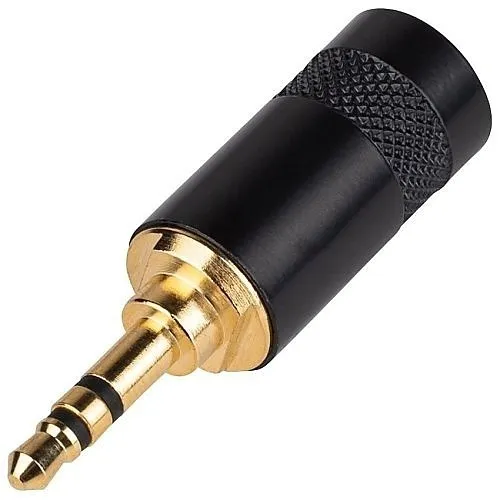 NEUTRIK NYS231BG Rean Stereo 3-Pole 3.5mm Plug, Crimp Strain Relief, Black/Gold
