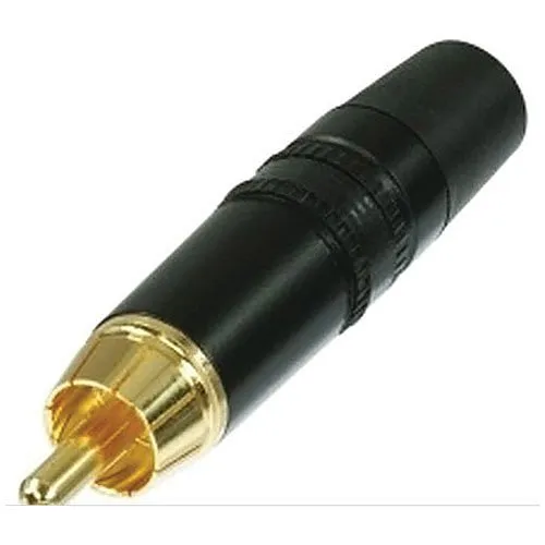 NEUTRIK NYS373-0 Rean Phono Plug, Gold Plated Contacts, Rubber Anti-Kink Boot, Chuck Type Strain Relief, Black Housing