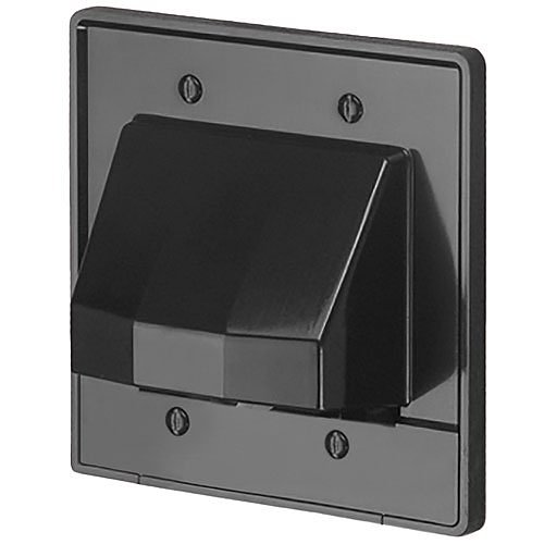 Arlington CER2BL the Scoop, Reversible Two-Piece Low-Voltage Cable Entrance Plate, 2-Gang, Black