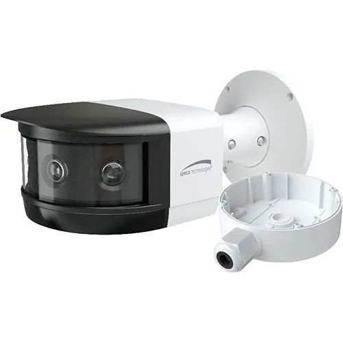 Speco O8FBMS1 Flexible Intensifier 8MP Panoramic Multi-Sensor IP Camera with Junction Box, x 3.3mm Fixed Lenses, White