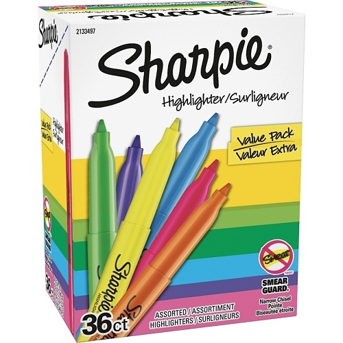 Sharipe 2133497 Pocket Highlighters, Chisel Tip, Assorted Colors, 36-Pack