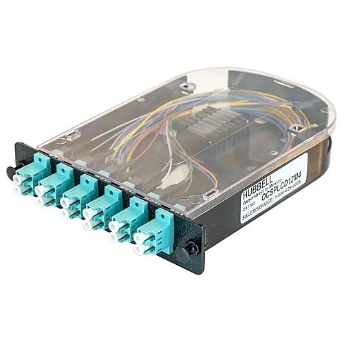Hubbell OCSPLCD12M4 12-Fiber Splice Cassette with LC Duplex Adapters, OM3 OM4