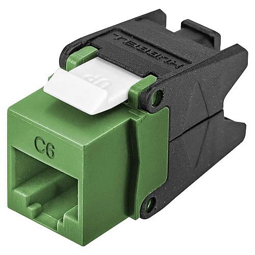 Hubbell HJU6GN24 CAT6 Jack with Cobra-Lock Termination, 24-Pack, Green