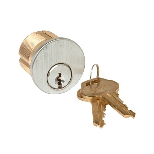 Camden CM-CYL60-KD Mortise Cylinder, Keyed Different with Keys, 1-1/8", Solid Brass, Chrome Finish