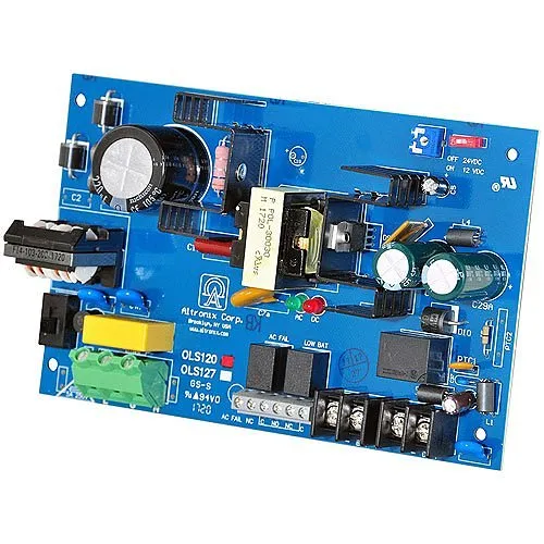 Altronix OLS120 Power Supply Charger, Single Output, 12/24VDC at 4A, Board