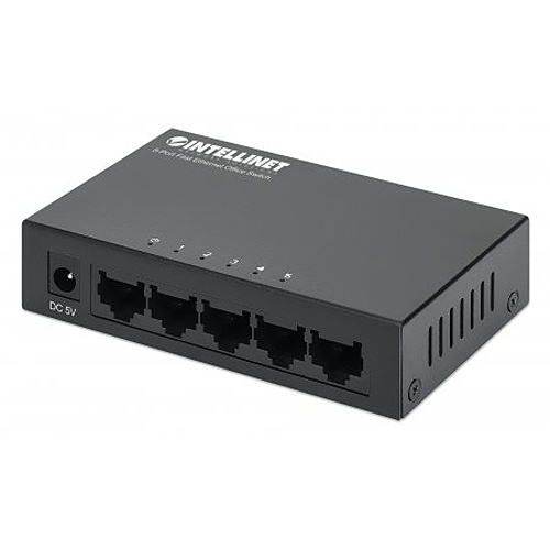 Intellinet 523301 5-Port Fast Ethernet Office Switch, Desktop Size, IEEE 802.3az (Energy Efficient Ethernet), Metal