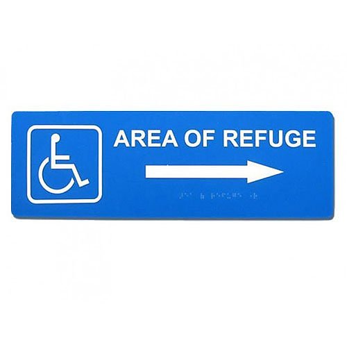 Alpha RSN7047R AREA OF REFUGE Sign, Right Arrow, Blue
