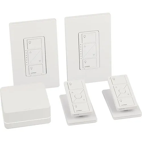 Lutron P-BDG-PKG2W Caseta Wireless Starter Kit with Smart Bridge, 8-Pack