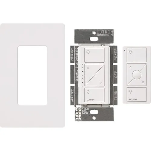 Lutron P-PKG1W-WH Caseta Wireless Smart Lighting Dimmer Switch and Remote Kit for Wall and Ceiling Lights, White
