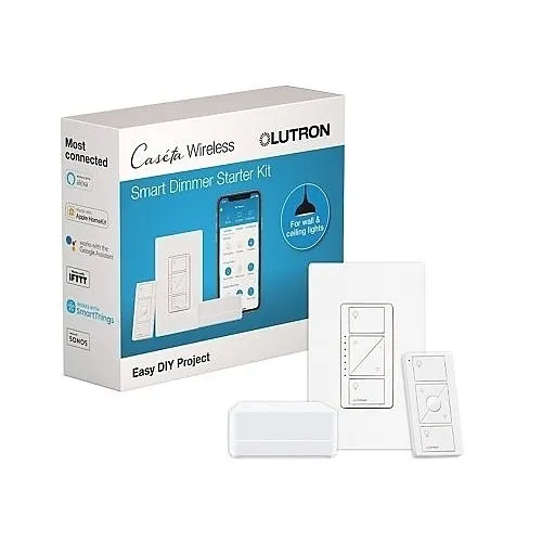 Lutron P-PKG1WB-WH Lutron Caseta Smart Home Dimmer Switch and Pico Remote Kit, Works with Alexa, Apple Homekit, and Google Assistant