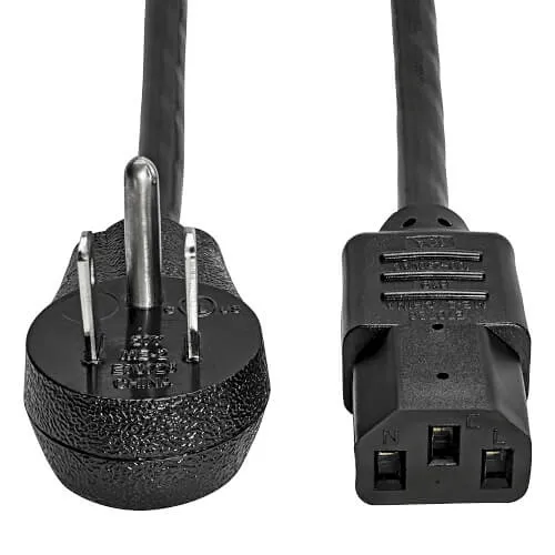 Eaton Tripp Lite P006-003-15D Desktop Computer AC Power Cord, Right-Angle NEMA 5-15P to C13, 10A, 125V 18 AWG, 3' (0.91 m), Black