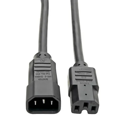 Eaton Tripp Lite P018-006 Power Cord C14 to C15, Heavy-Duty, 15A, 250V 14 AWG, 6' (1.83 m), Black