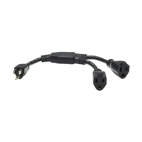 Eaton Tripp Lite P022-001-13A-2 Cord Y Splitter, NEMA 5-15P to 2x NEMA 5-15R - 13A, 125V, Black
